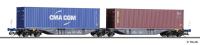 Tillig 18061 - Spur TT Containertragwagen Sggmrss mit Containern, PKP