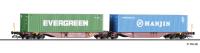 Tillig 18071 - Spur TT Containertragwagen Sggmrss, GySEV-Cargo, 'EVERGREEN, HANJIN'