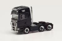Herpa 314053-002 - Scania CS 20 HD 6x2 Zugmaschine mit Pipes und Rammschutz, schwarz