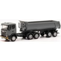 Herpa 316248 - Scania CG 17 6x6 Rundmulden-Sattelzug 3achs/2achs, grau/gelb