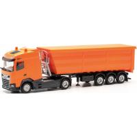 Herpa 316941 - DAF XG Stahlrundmulden-Sattelzug, kommunalorange