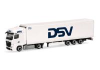 Herpa 318198 - Spur HO Mercedes-Benz Actros Bigspace Lowliner-Kühlkoffer-Sattelzug "DSV" (Dänemark/Hedehusene)