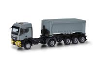 Herpa 318341 - Spur HO MAN TGS TM (Bau und Allrad) Abraumcontainer-Sattelzug, grau/gelb