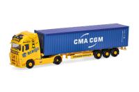 Herpa 318822 - Spur HO Volvo FH GL XL 2020 Container-Sattelzug "acargo/CMA-CGM"