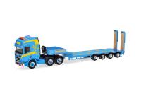 Herpa 318884 - Spur HO Scania CR 20 HD Semitieflade-Sattelzug mit Rampen "Martin Wittwer Wattenwil"