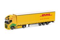Herpa 318952 - Spur HO Volvo FH GL XL Electric Lowlinergardinenplanen-Sattelzug "DHL"