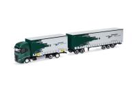 Herpa 319607 - Spur HO Iveco S-Way Gardinenplanen-Hängerzug (Lang-LKW) "Spedition Schwarz"