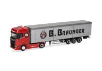 Herpa 321136  - Spur H0 Scania CS 20 Hochdach Schubboden-Sattelzug "Braunger"