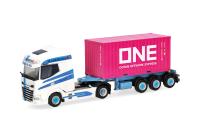 Herpa 321563 -Spur HO DAF XG+ Container-Sattelzug "Wiek Spedition - ONE"