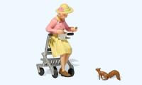 Preiser 44945  - Spur G Alte Dame mit Rollator, Eichhörnchen fütternd