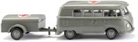 Wiking 032004 - Spur H0 Krankenwagen - VW T1 Bus mit Anhänger