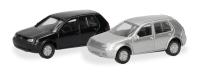 Herpa 066952 - Spur N 2er Set Volkswagen Golf IV, schwarz/silber