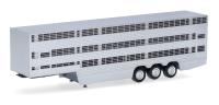 Herpa 076333-003 - Spur H0 Viehtransporter 3achs Auflieger, silber/schwarz