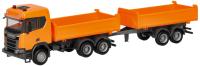 Herpa 321679 - Spur H0 Scania CR ND XT Baukipper-Hängerzug, kommunalorange