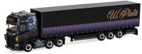 Herpa 321884 - Spur H0  Scania CS 20 Hochdach Gardinenplanen-Sattelzug "Pluta/The King",