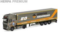 Herpa 952040 - Spur H0 Herpa Premium: Mercedes-Benz Actros '18 L Gigaspace Kühlkoffer-Sattelzug "Niedermaier 80 Jahre"