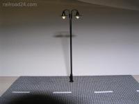 Railroad24 5712 - Spur HO 3x Straßenlaterne schwarz mit 2 LEDs 90mm