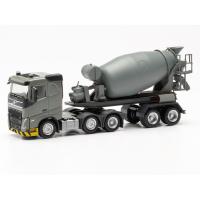Herpa 316224 - Volvo FH Flachdach 2020 (6x2) Betonmischer-Sattelzug, grau/gelb