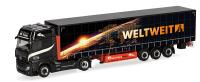 Herpa 320023 - Spur HO MB Actros L 18 Gigaspace Gardinenplanen-Sattelzug "Ferntrans Haas/weltweit"