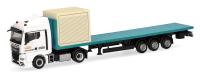 Herpa 320252 - Spur HO MAN TGX GM Flachbett-Sattelzug mit 10ft Koffer "Circus Krone"