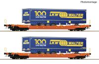 Roco 6600064 - Spur HO Wagenset mit zwei Taschenwagen, Gattung Sdgnss/T5 der Wascosa.