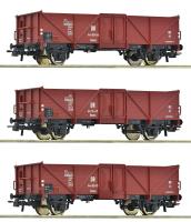 Roco 6600115 - Spur HO 3-tlg. Set: Offene Güterwagen, DR