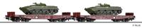 Tillig 70055 - Spur TT 2er Set Schwerlastwagen Rmms 3960 mit zwei Panzern, DR
