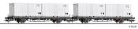 Tillig 70056 - Spur HO 2er Set Containertragwagen Post aa-t/12,8, DR