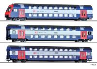 Tillig 70066 - Spur H0 Set Doppelstockwagen mit Steuerwagen, SBB