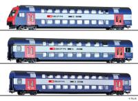 Tillig 70083 - Spur HO 3er Set Doppelstockwagen mit Steuerwagen, SBB, Ep.V-VI