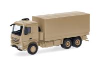 Herpa 747202 - Spur HO Mercedes-Benz Arocs 6x6 Pritsche/Plane, sandbeige undekoriert