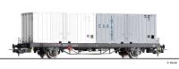 Tillig 77073 - Spur HO Containertragwagen Lgkks 4444 mit zwei 20‘ Containern, DR, Ep.IV