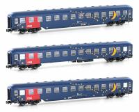 Hobbytrain H22209 - Spur N 3er Set Liegewagen Bcm DSB, Ep.V