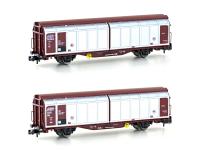 Hobbytrain H24653 - Spur N 2er Set Schiebewandwagen Hbbillns DR, Ep.IV-V