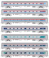 Kato/Lemke  K106-105 - Spur N 7er Set Personenwagen Amfleet Amtrak, Ep.VI, Historic