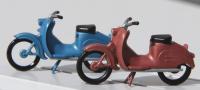 Kres 10050 - Spur HO Moped KR50, 2 Stück, blau und rot, Fertigmodelle