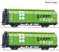 Roco 6600114 - Spur HO 2-tlg. Set: Schiebewandwagen, Green Cargo
