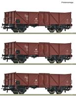 Roco 6600115 - Spur HO 3-tlg. Set: Offene Güterwagen, DR