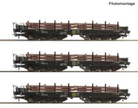 Roco 6600263 - Spur HO 3-tlg. Set: Schwerlast-Flachwagen, NS