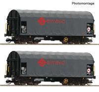 Roco 6680058 Spur TT 2er Set Schiebeplanenwagen Shimmns, Ermewa, Ep.VI