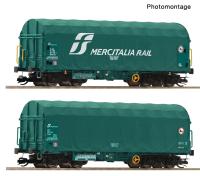 Roco 6680059 Spur TT 2er Set Schiebeplanenwagen Shimmns, Mercitalia Rail, Ep.VI