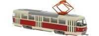 Brekina 64500 - Spur H0 Straßenbahn Tatra T3/T4, hellbeige/rot, 1970